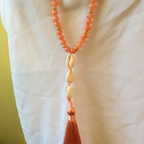 Barse NWT Coral Stone Long Necklace w/Tassel - Picture 3 of 5